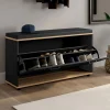 Banc d'entrée noir avec coussin et rangement chaussures*IDMarket Hot