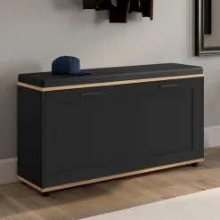 Banc d'entrée noir avec coussin et rangement chaussures*IDMarket Hot