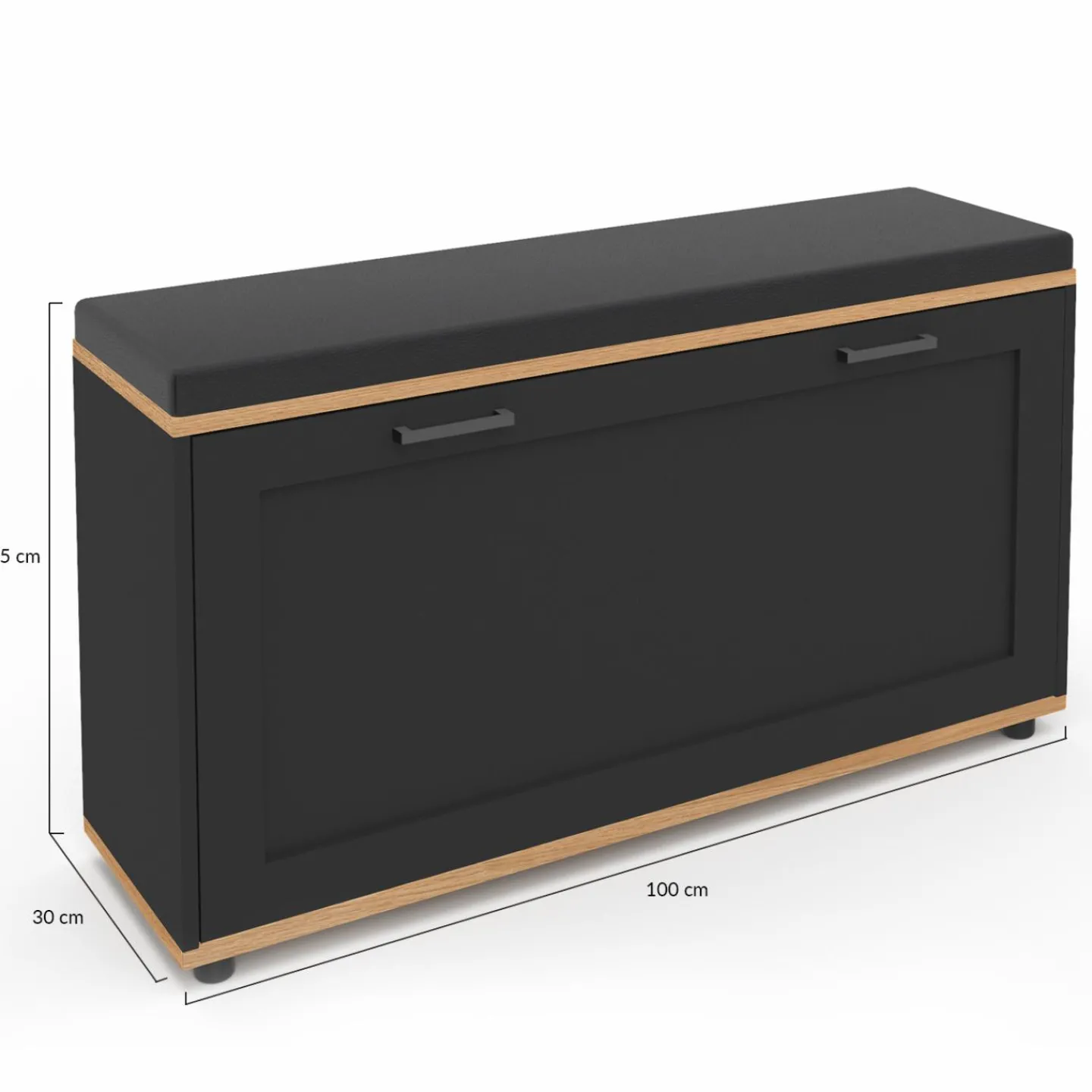 Banc d'entrée noir avec coussin et rangement chaussures*IDMarket Hot