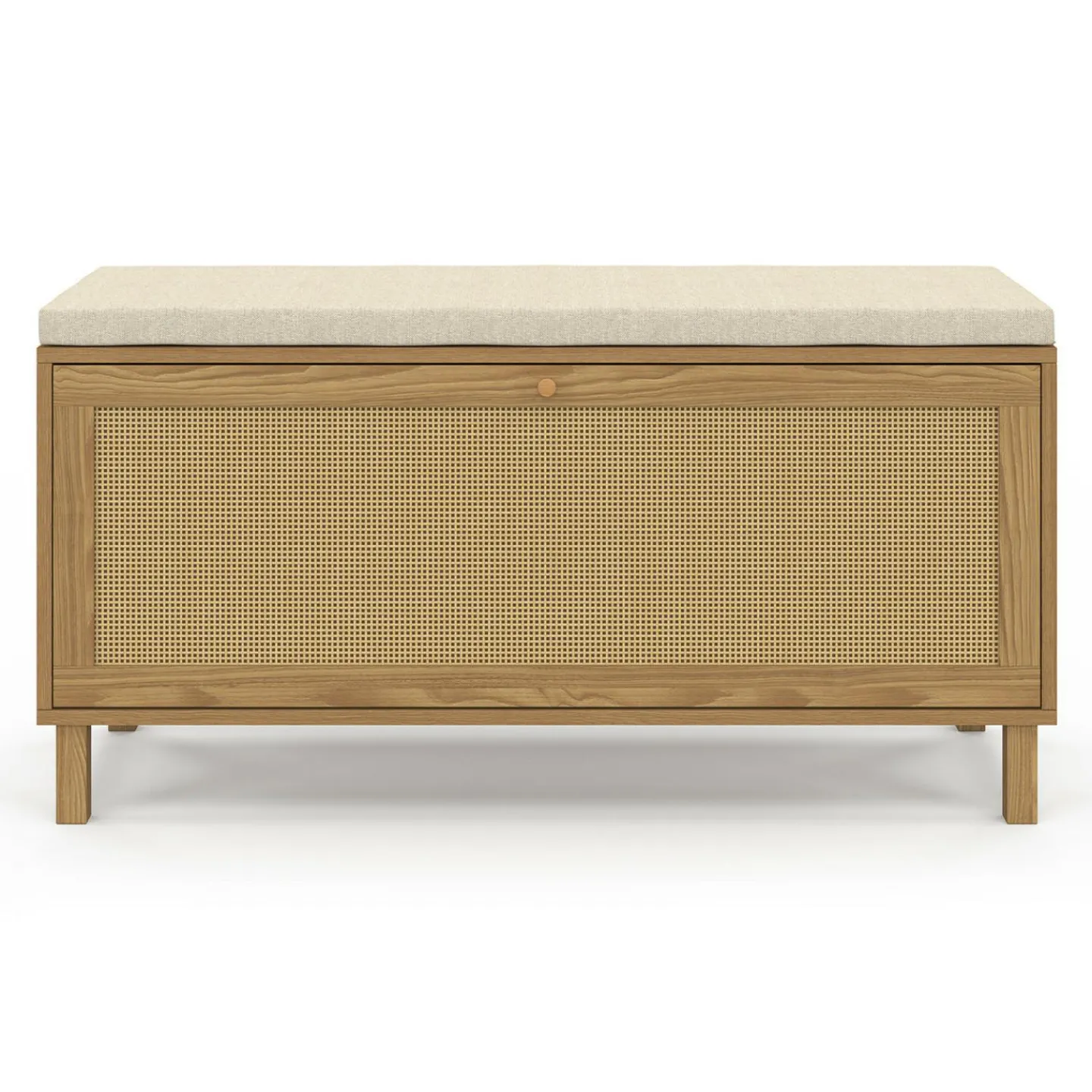 Banc d'entrée vintage avec rangement chaussures effet cannage naturel*IDMarket Online