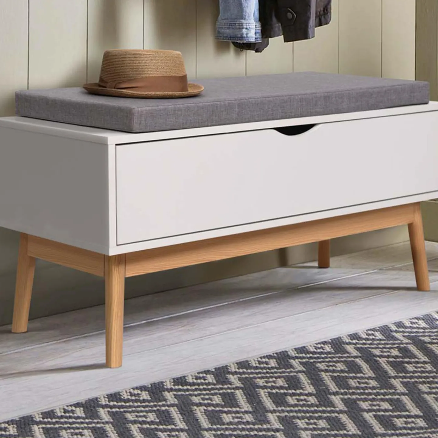 Banquette coffre de rangement blanc*IDMarket New