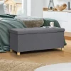 Banquette rangement tissu gris en lin*IDMarket Hot