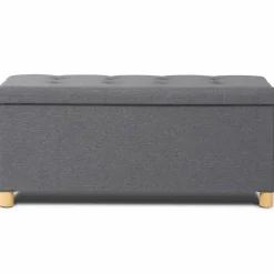 Banquette rangement tissu gris en lin*IDMarket Hot