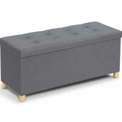 Banquette rangement tissu gris en lin*IDMarket Hot