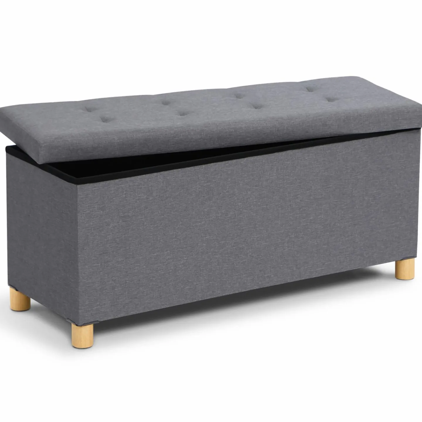 Banquette rangement tissu gris en lin*IDMarket Hot