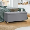 Banquette rangement tissu gris clair en lin*IDMarket Outlet