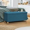 Banquette rangement tissu bleu canard en lin*IDMarket Clearance