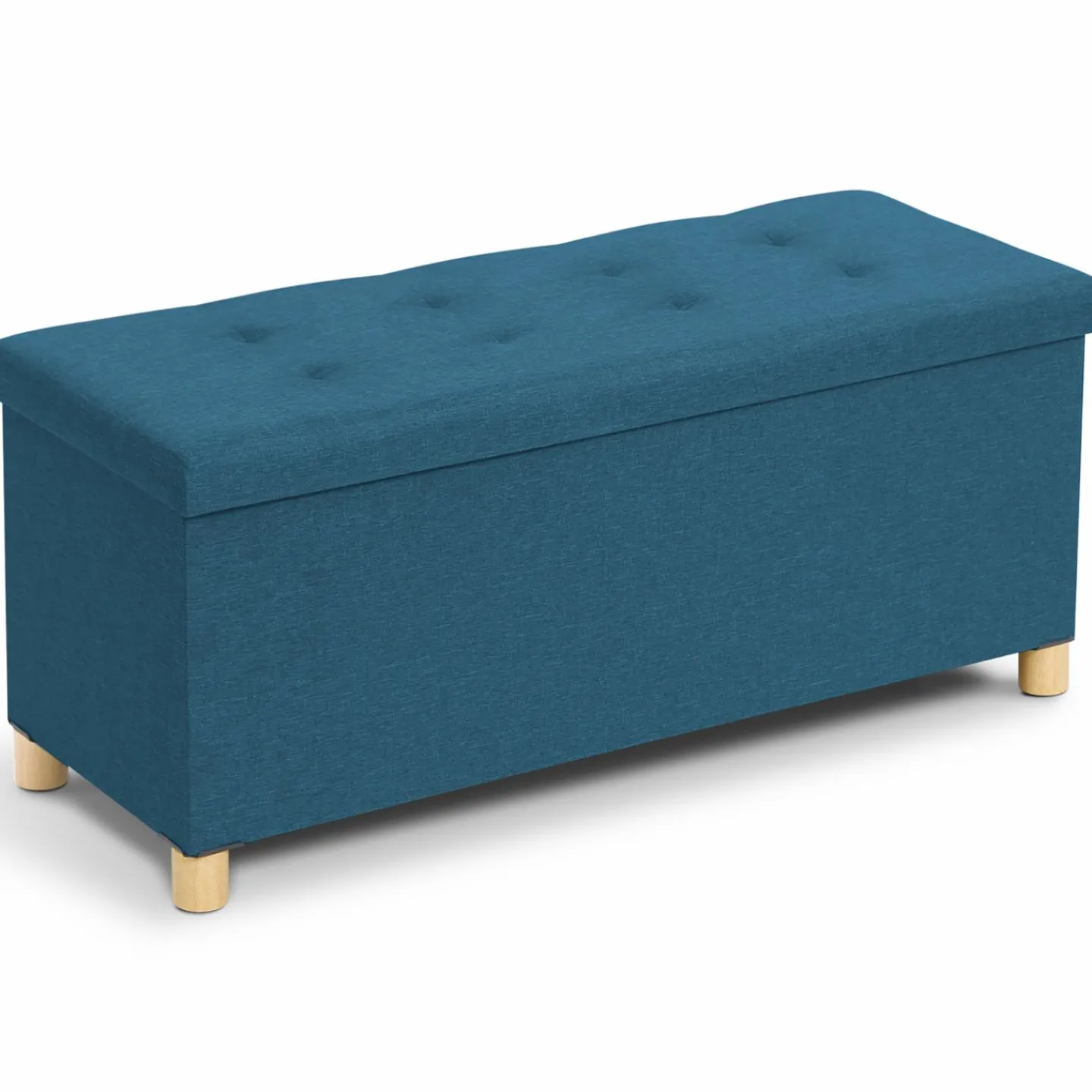 Banquette rangement tissu bleu canard en lin*IDMarket Clearance