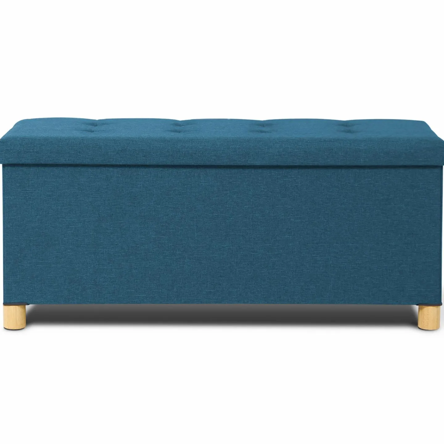 Banquette rangement tissu bleu canard en lin*IDMarket Clearance
