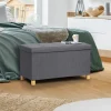 Banquette rangement tissu gris anthracite en lin*IDMarket Clearance