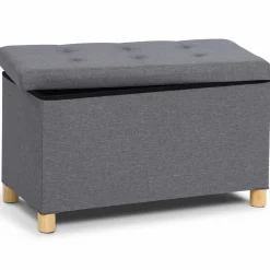 Banquette rangement tissu gris anthracite en lin*IDMarket Clearance