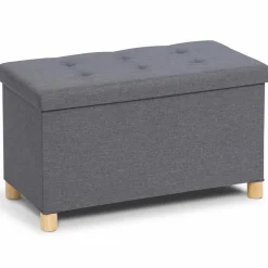 Banquette rangement tissu gris anthracite en lin*IDMarket Clearance