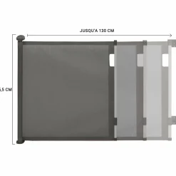 Barrière extensible pour chien et animaux domestiques 130cm grise*IDMarket Discount