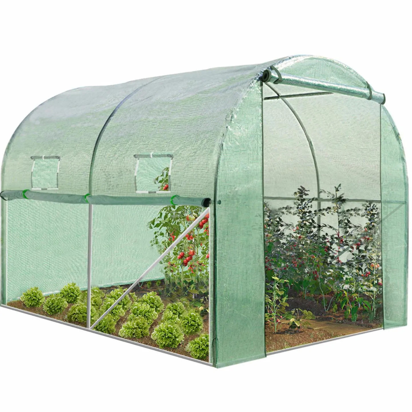 Bâche de rechange pour serre tunnel 6 m² verte ROMA*IDMarket New