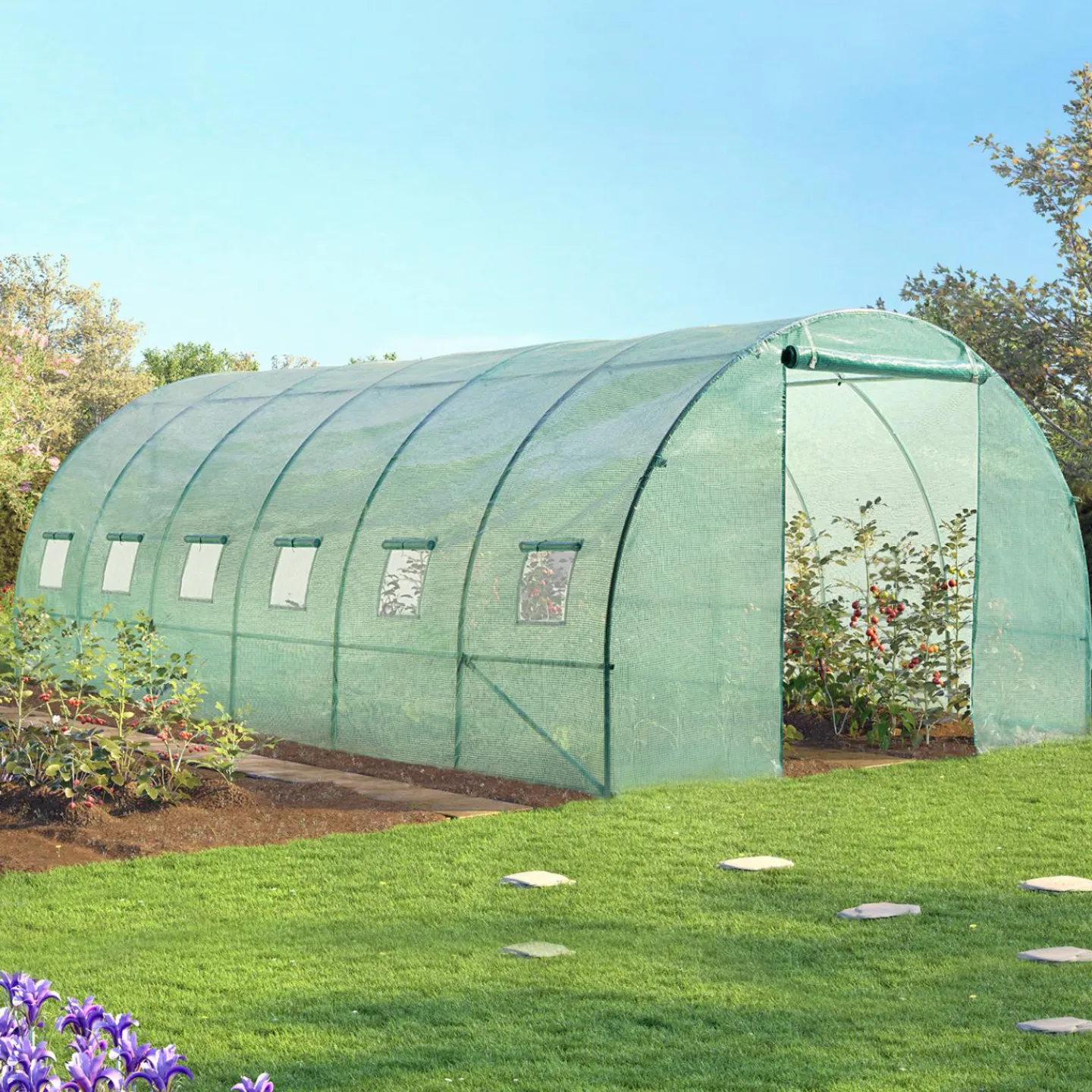 Bâche de rechange pour serre tunnel 18m² verte CRIMÉE*IDMarket Hot