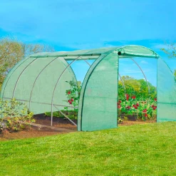 Bâche de rechange pour serre tunnel 12m² verte*IDMarket Clearance