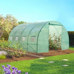 Bâche de rechange pour serre tunnel 12m² verte*IDMarket Sale