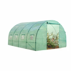 Bâche de rechange pour serre tunnel 12m² verte*IDMarket Sale