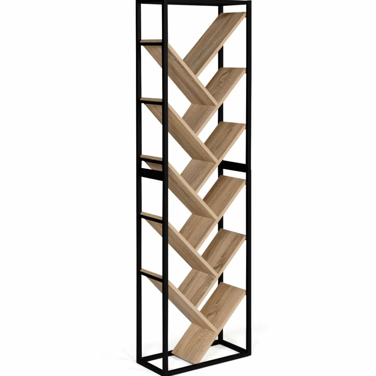 Bibliothèque arbre style industriel bois et métal 10 niveaux*IDMarket Discount