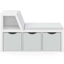 Bibliothèque banc blanche bacs en tissu*IDMarket Outlet