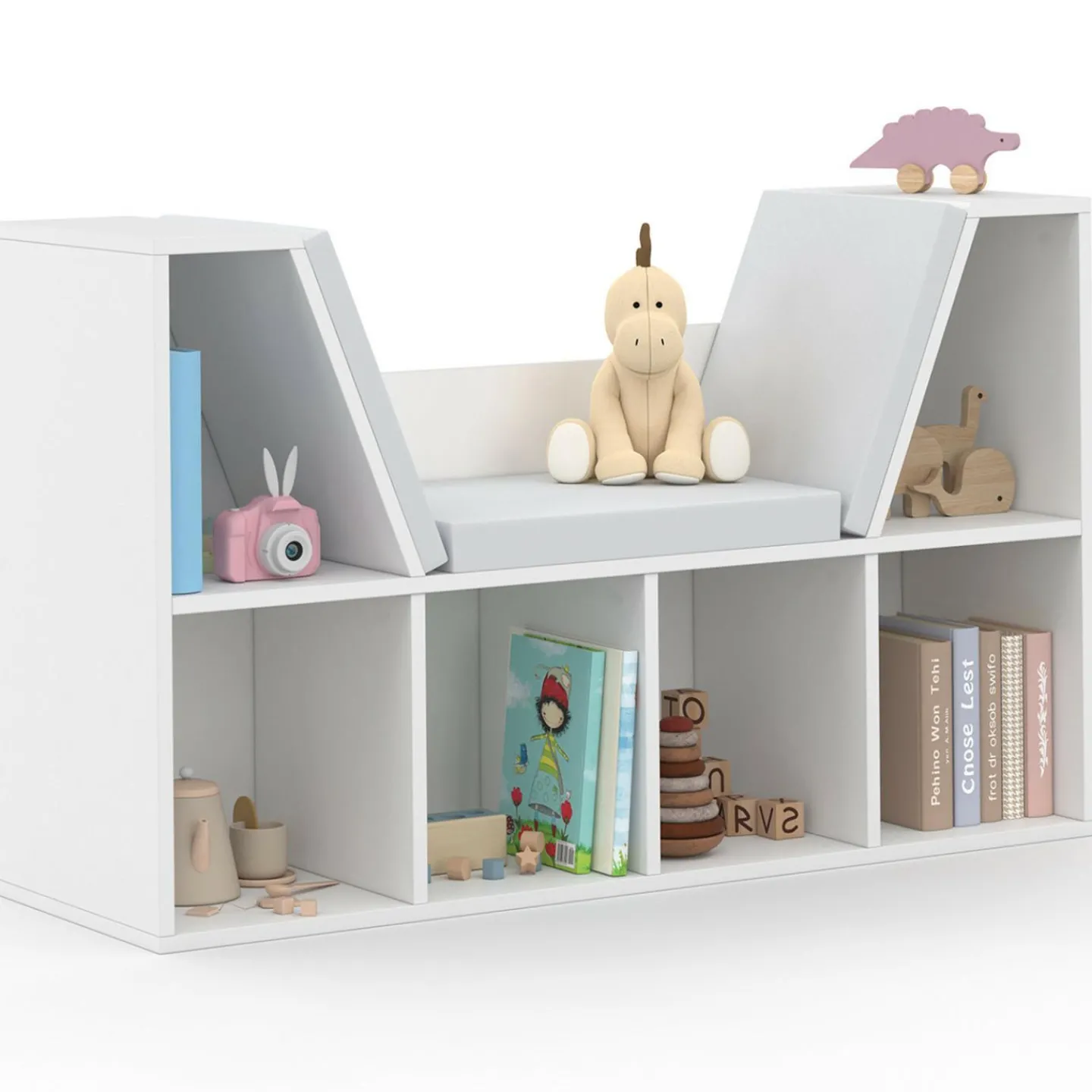 Bibliothèque banc blanche 6 cases*IDMarket Discount