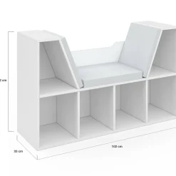 Bibliothèque banc blanche 6 cases*IDMarket Discount