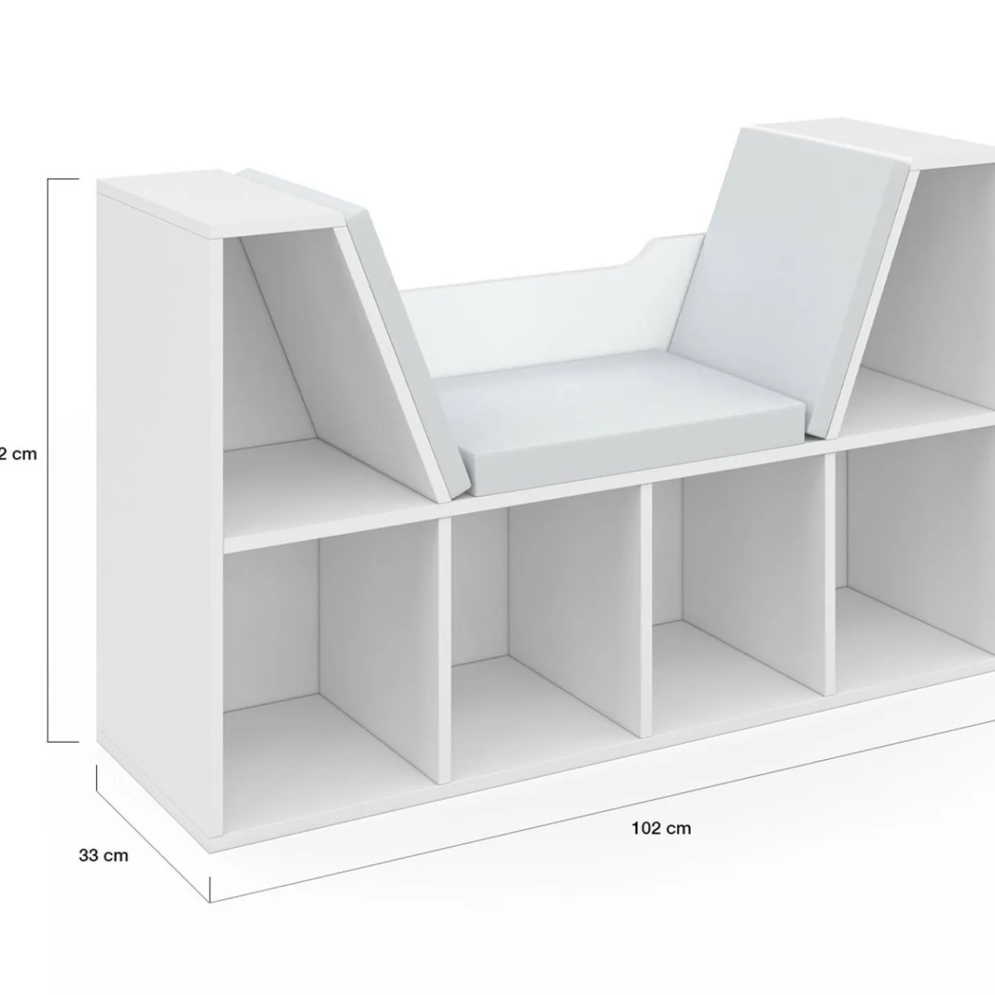 Bibliothèque banc blanche 6 cases*IDMarket Discount