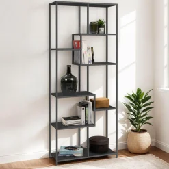 Bibliothèque industrielle métal noir mat*IDMarket Best