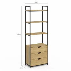 Bibliothèque industrielle 4 niveaux 3 tiroirs*IDMarket New