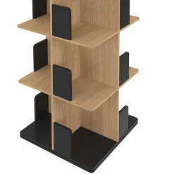 Bibliothèque rotative 4 niveaux noir et effet bois*IDMarket Sale