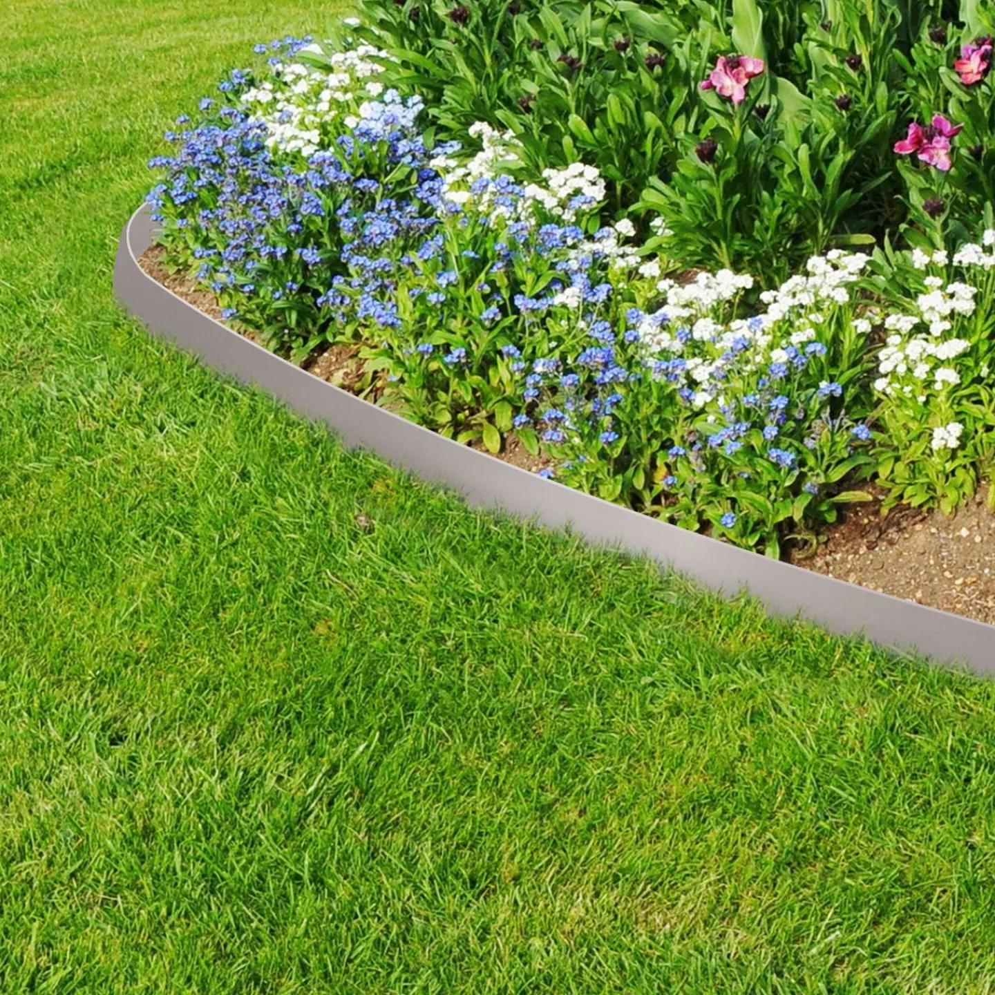 Bordure de jardin flexible grise*IDMarket New