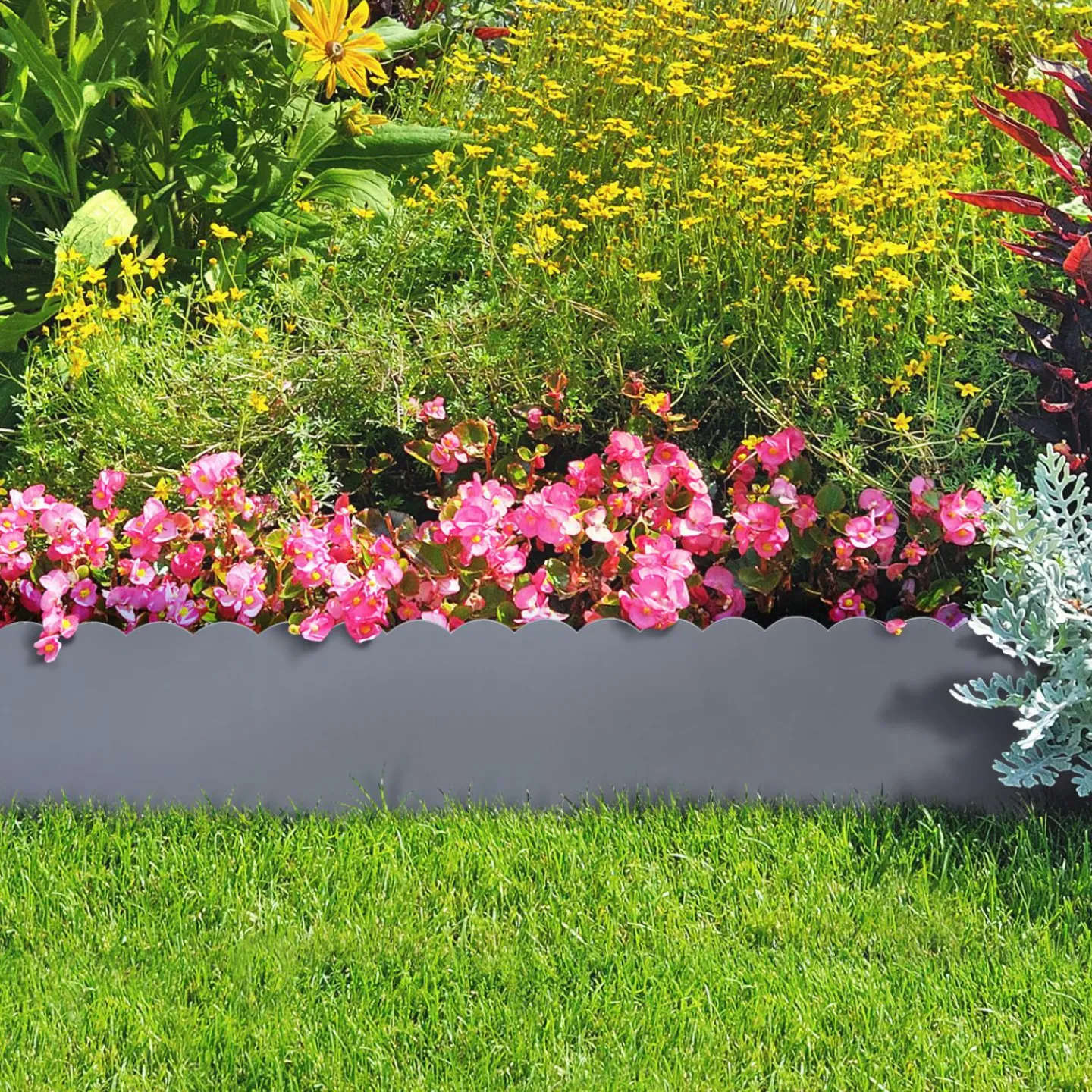 Bordures de jardin en acier gris anthracite*IDMarket Outlet