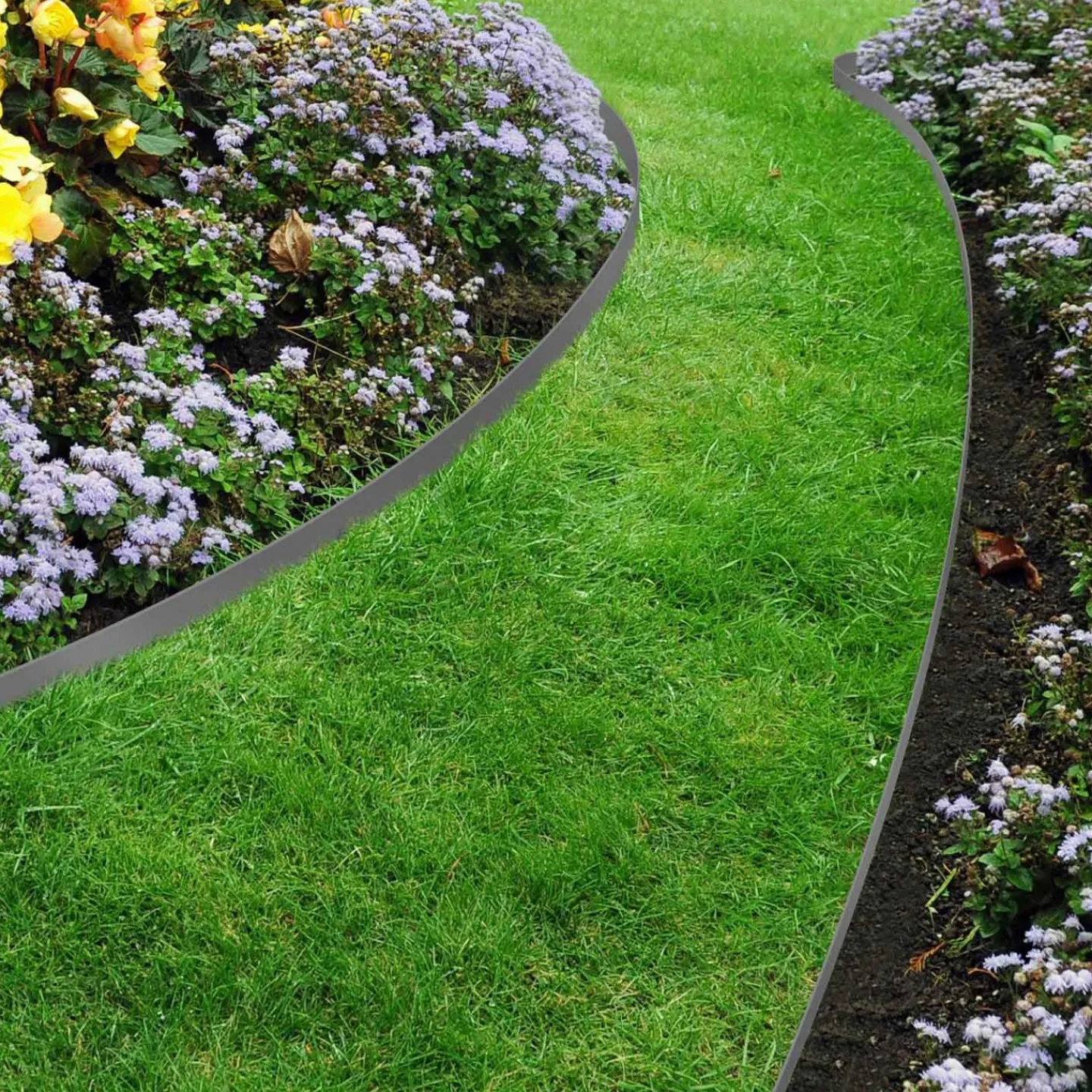 Bordures de jardin flexibles gris anthracite 8mx12cm*IDMarket New