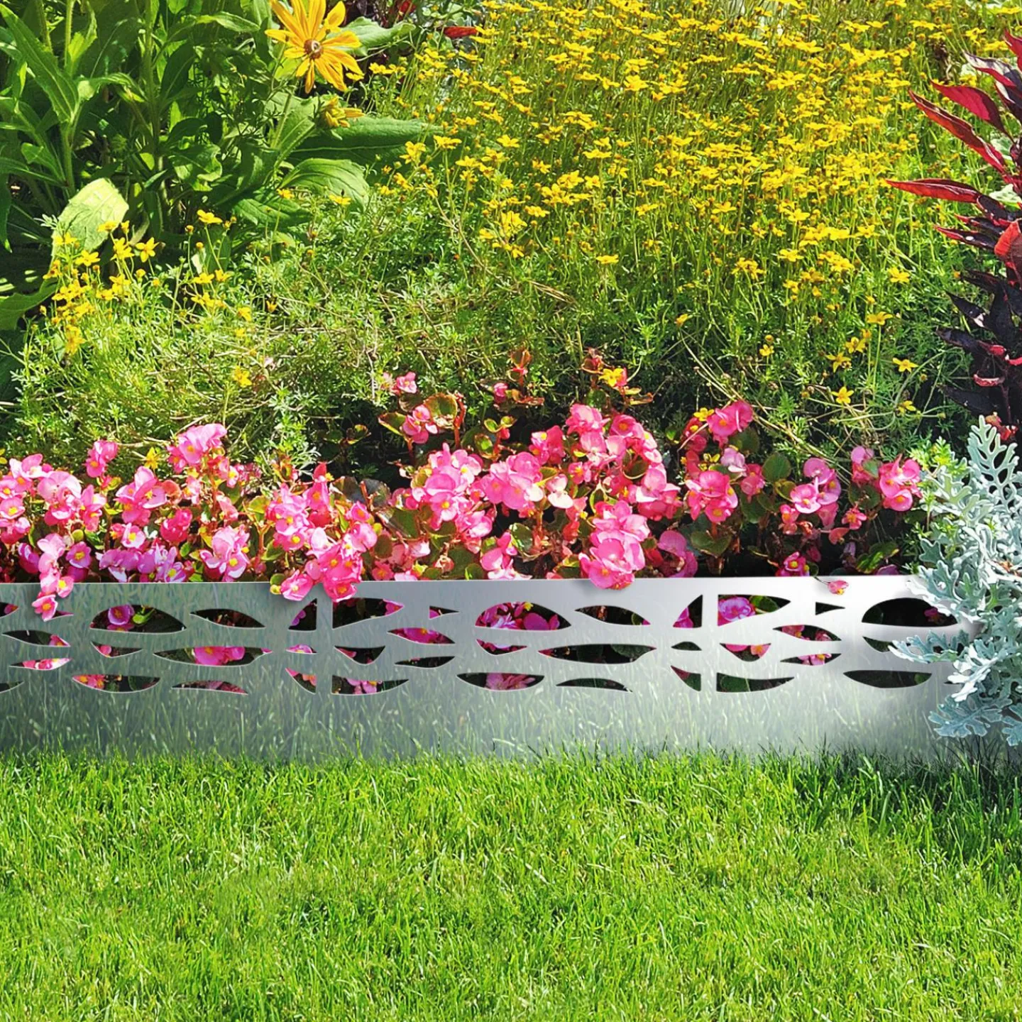 Bordurette de jardin grise flexible en acier*IDMarket Hot