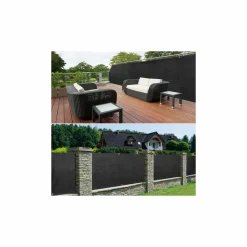 Brise vue 1,8 m x 10 m noir occultant 220 gr/m²*IDMarket Online