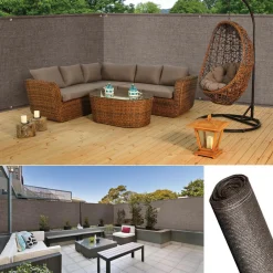 Brise vue 1,5 m x 10m taupe occultant 220 g m²*IDMarket