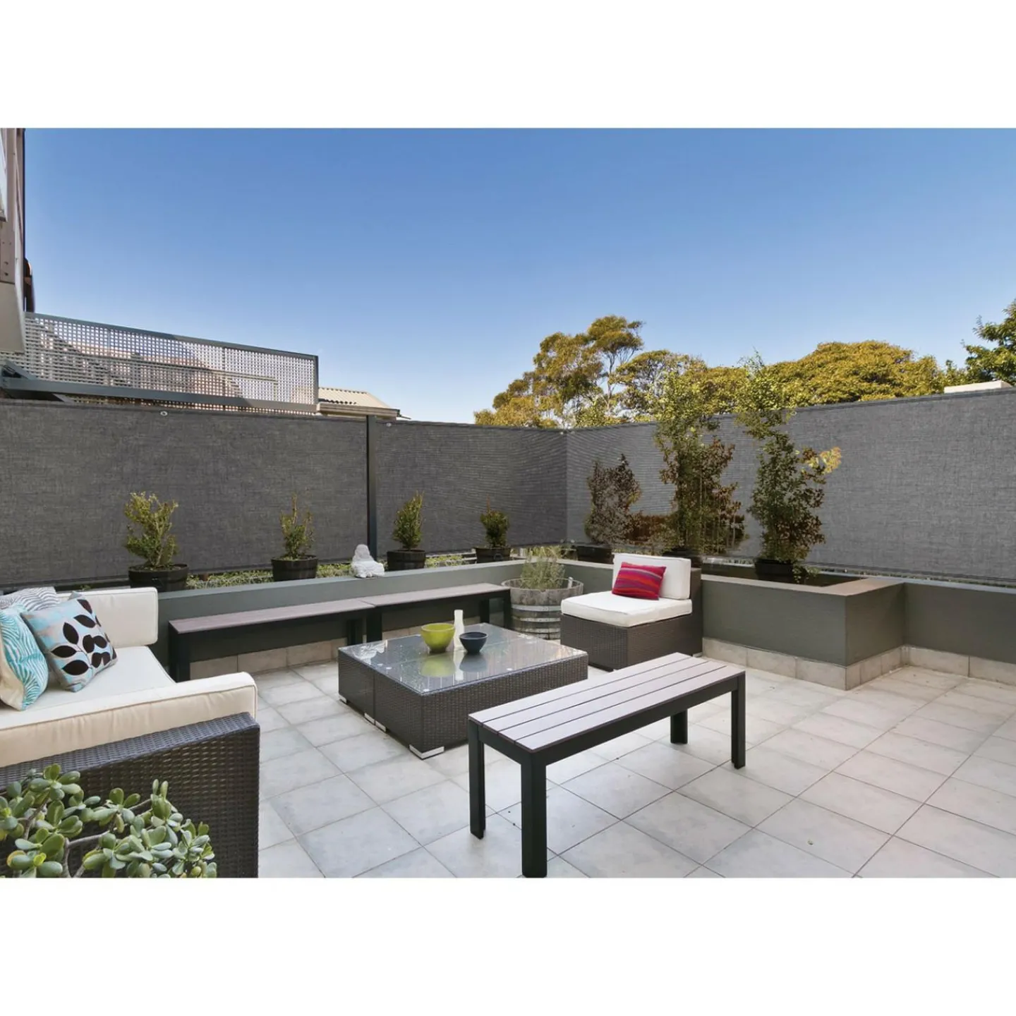 Brise vue gris 2 m x 10 m occultant 300 gr/m²*IDMarket