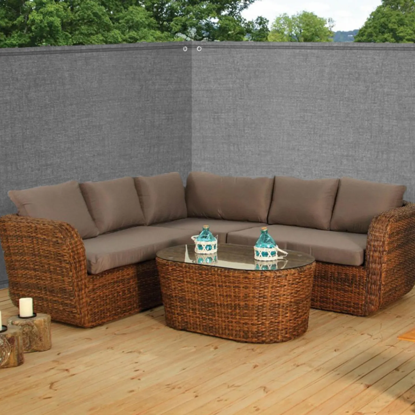 Brise vue gris clair 1,5 m x 10 m occultant 220 g/m²*IDMarket Best