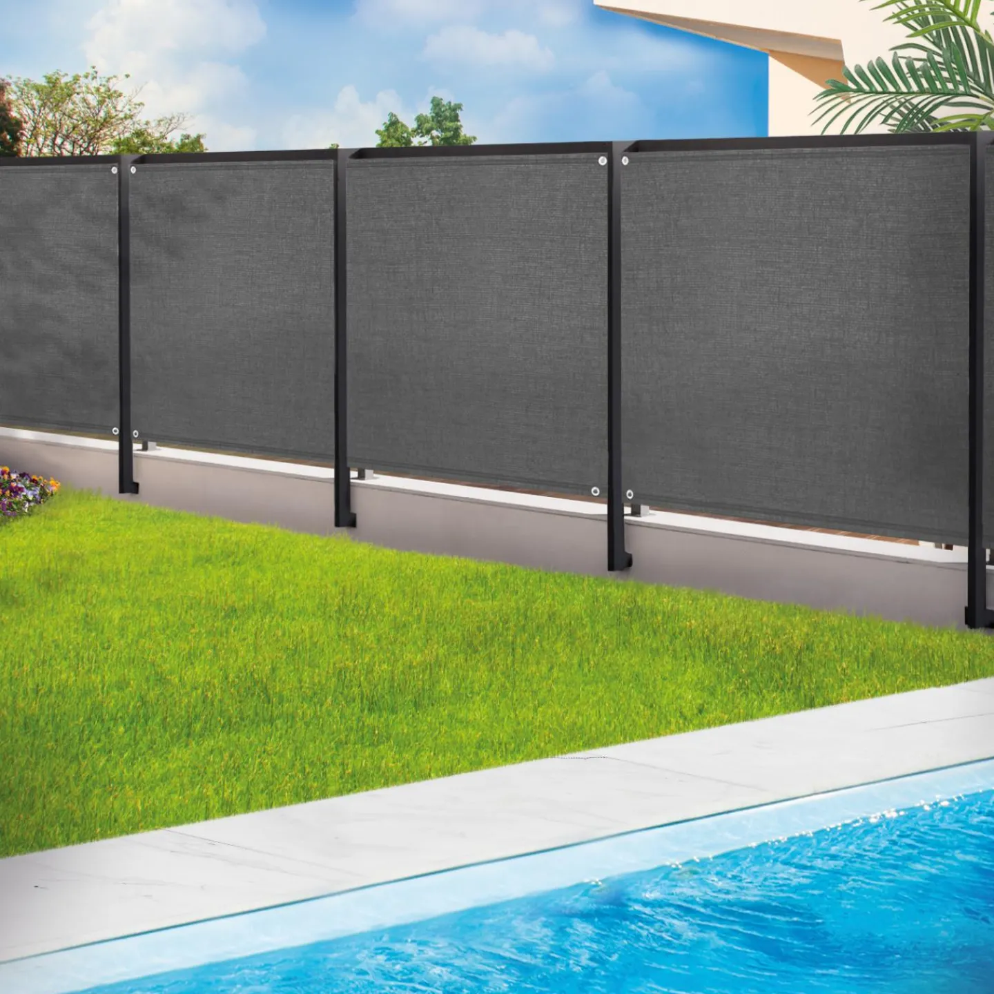 Brise vue gris 1,5m x 10m occultant 220g m²*IDMarket New