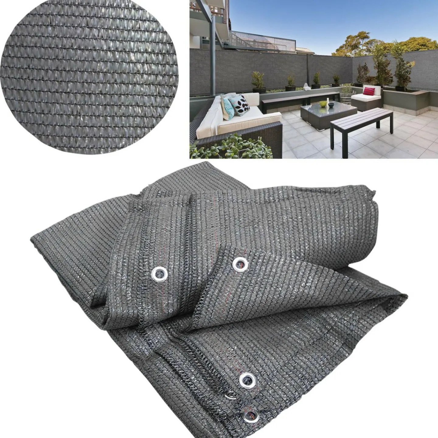 Brise vue 1m x 10 m gris anthracite occultant 90 g m²*IDMarket Sale