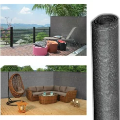 Brise vue 1M x 10M gris occultant 220g m²*IDMarket Outlet