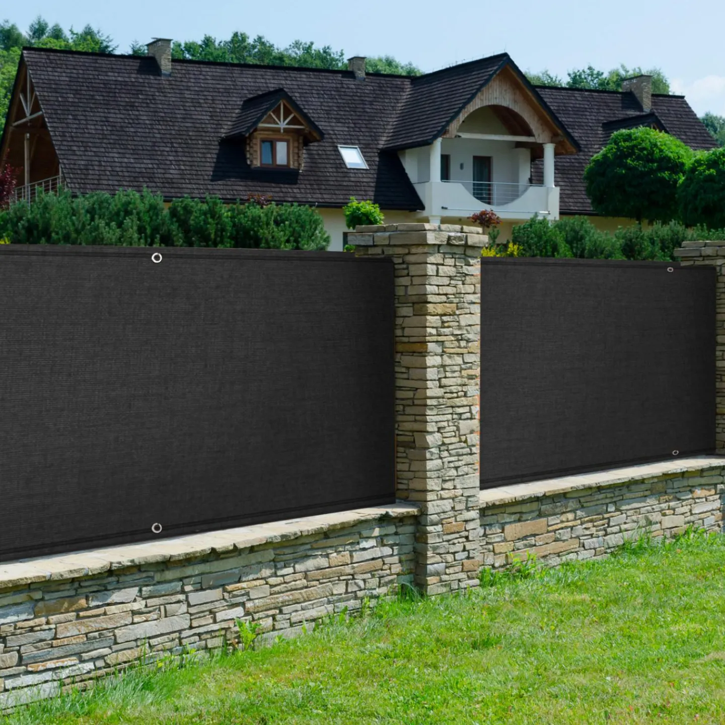 Brise vue noir 1,8 m x 10 m occultant et résistant 400 g/m²*IDMarket Online