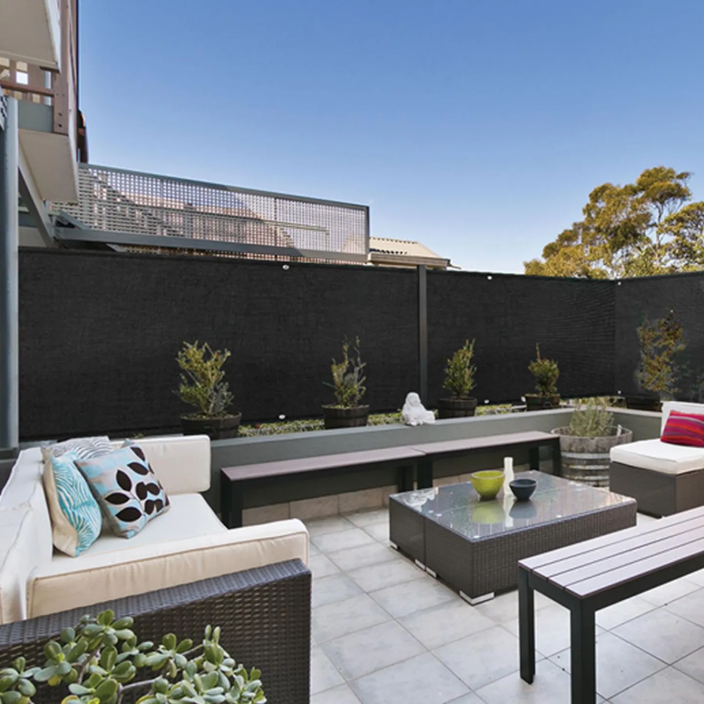 Brise vue noir 2 m x 10 m occultant 300 gr/m²*IDMarket Online