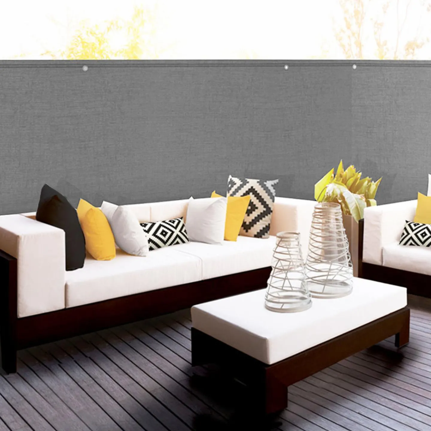 Brise-vue gris clair 1,5 m x 10 m occultant 300 g/m²*IDMarket Best