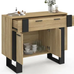 Buffet 100 cm 3 portes 1 tiroir noir*IDMarket