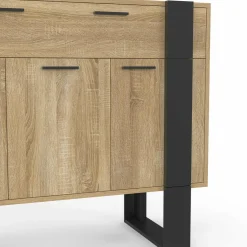 Buffet 100 cm 3 portes 1 tiroir noir*IDMarket