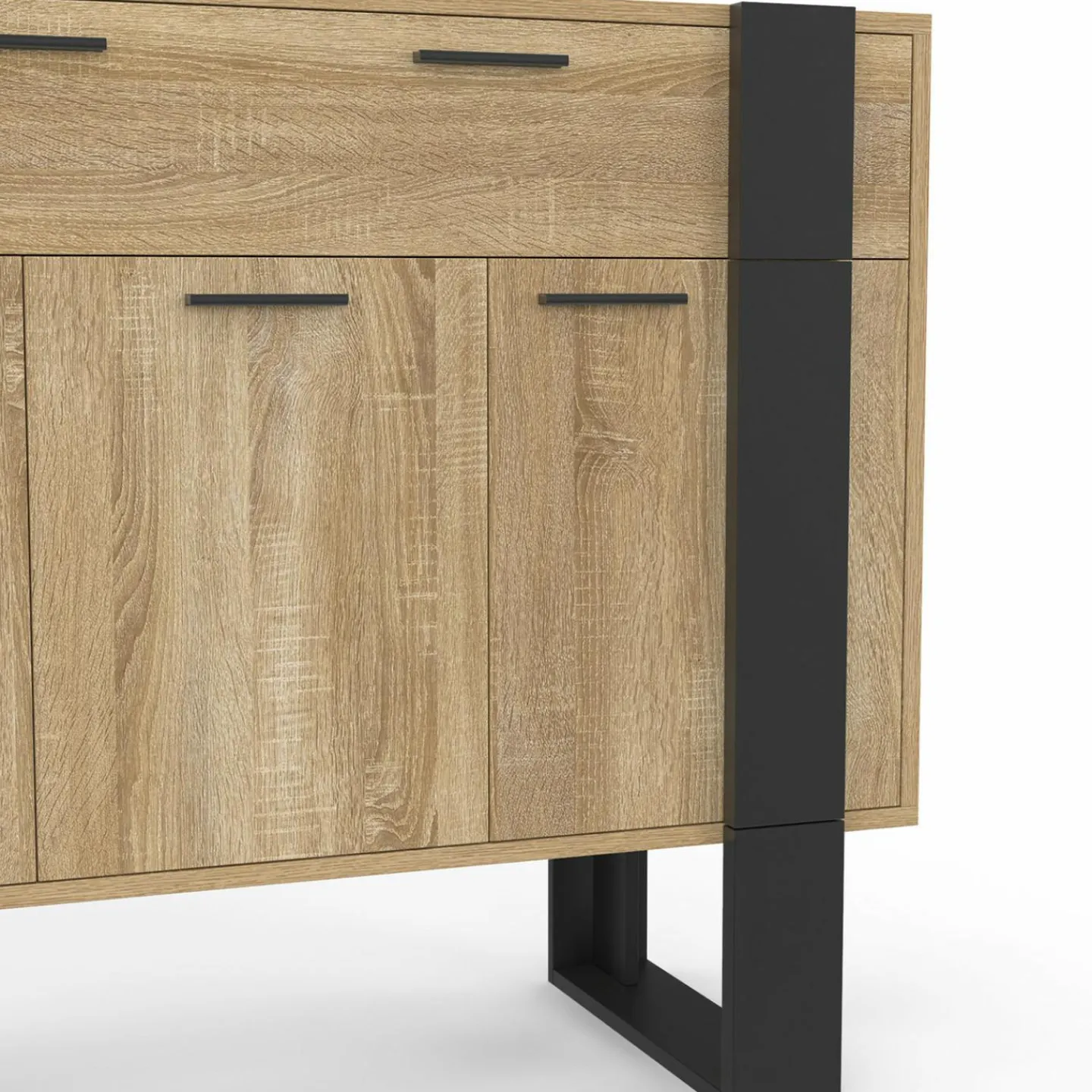 Buffet 100 cm 3 portes 1 tiroir noir*IDMarket