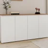 Buffet 160 cm 4 portes blanc et plateau bois*IDMarket Hot