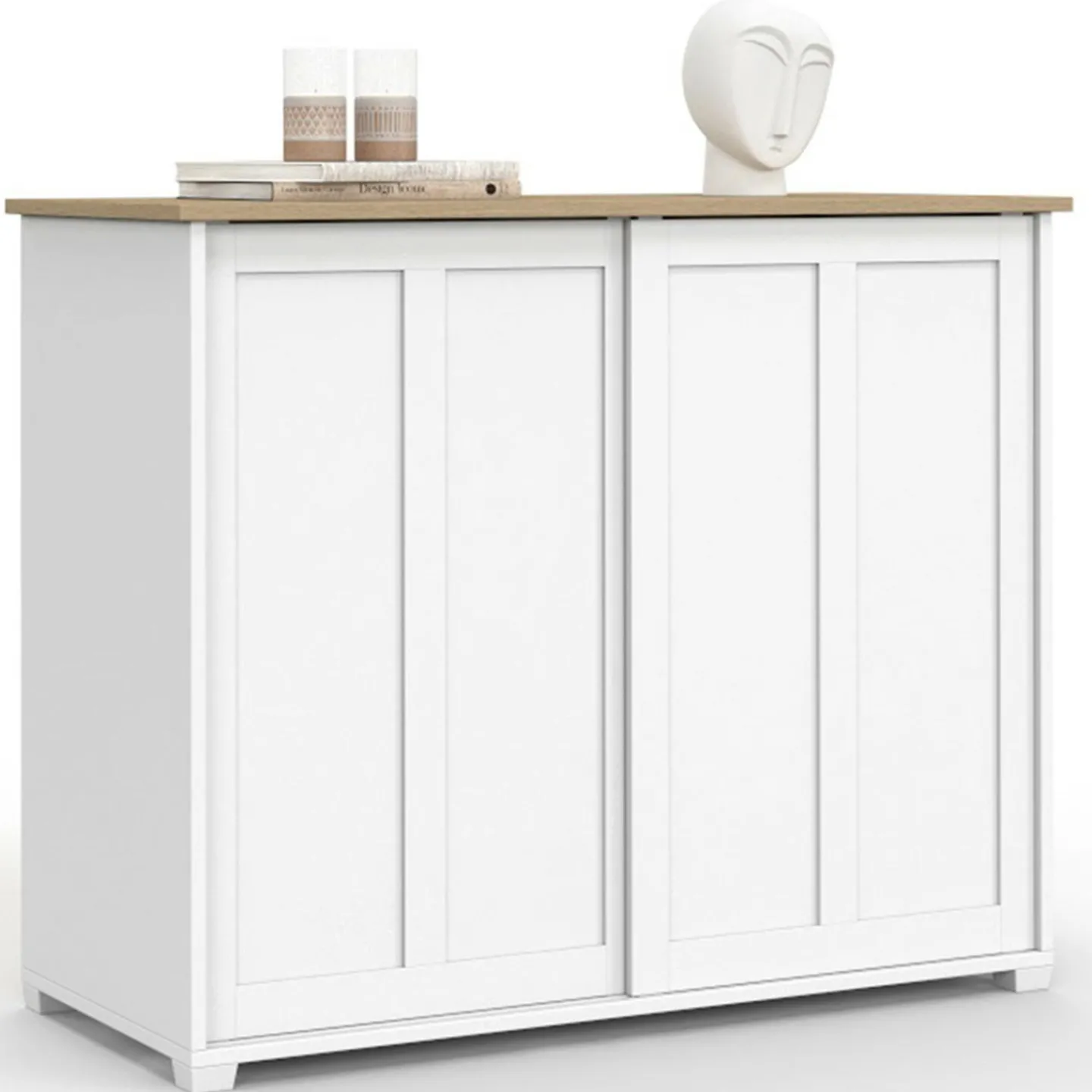 Buffet 100 cm 2 portes coulissantes blanc*IDMarket Hot