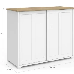 Buffet 100 cm 2 portes coulissantes blanc*IDMarket Hot